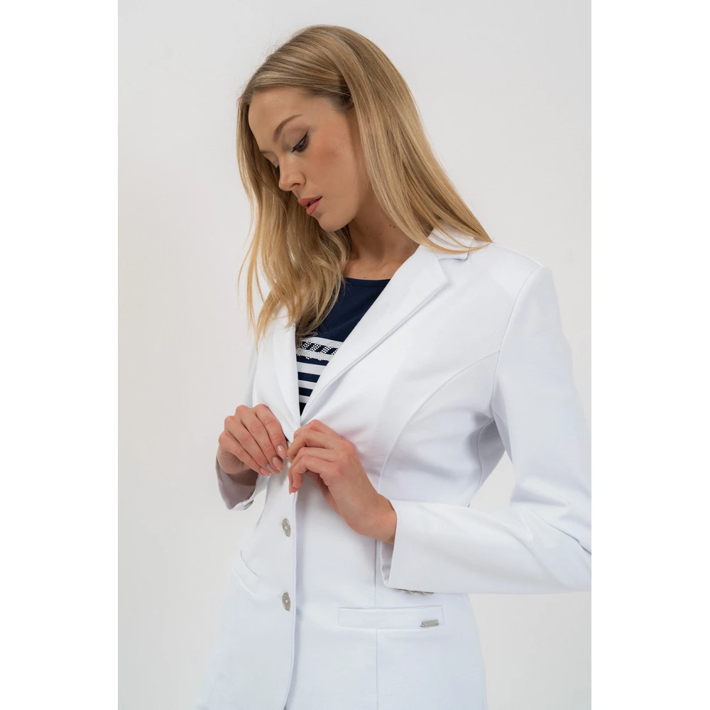 BUDMIL Female blézer flexible anyag karcsúsított white striped M
