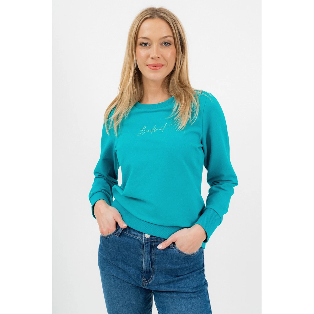 BUDMIL Female szabadidőfelső hímzett design turquoise green XS
