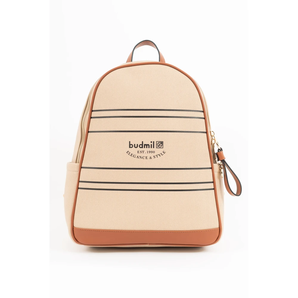 BUDMIL Female pleather hátitáska zipper zsebekkel beige 10170084-001261