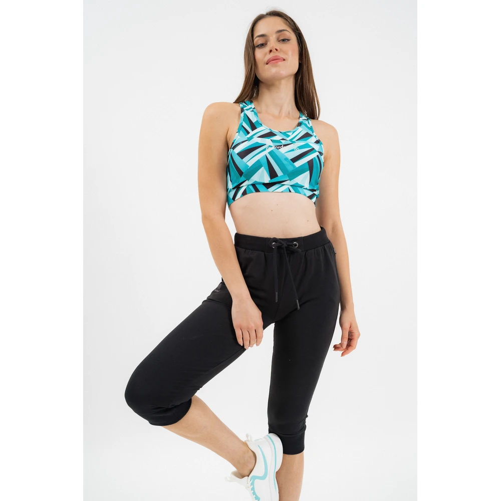 BUDMIL Capri pants female M black hímzéssel