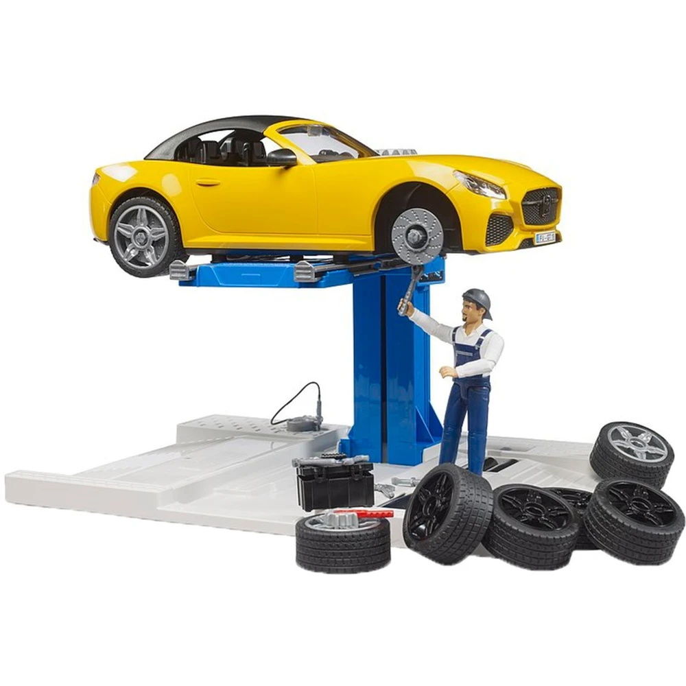 BRUDER bworld Autószerviz game set Roadster by car 62112