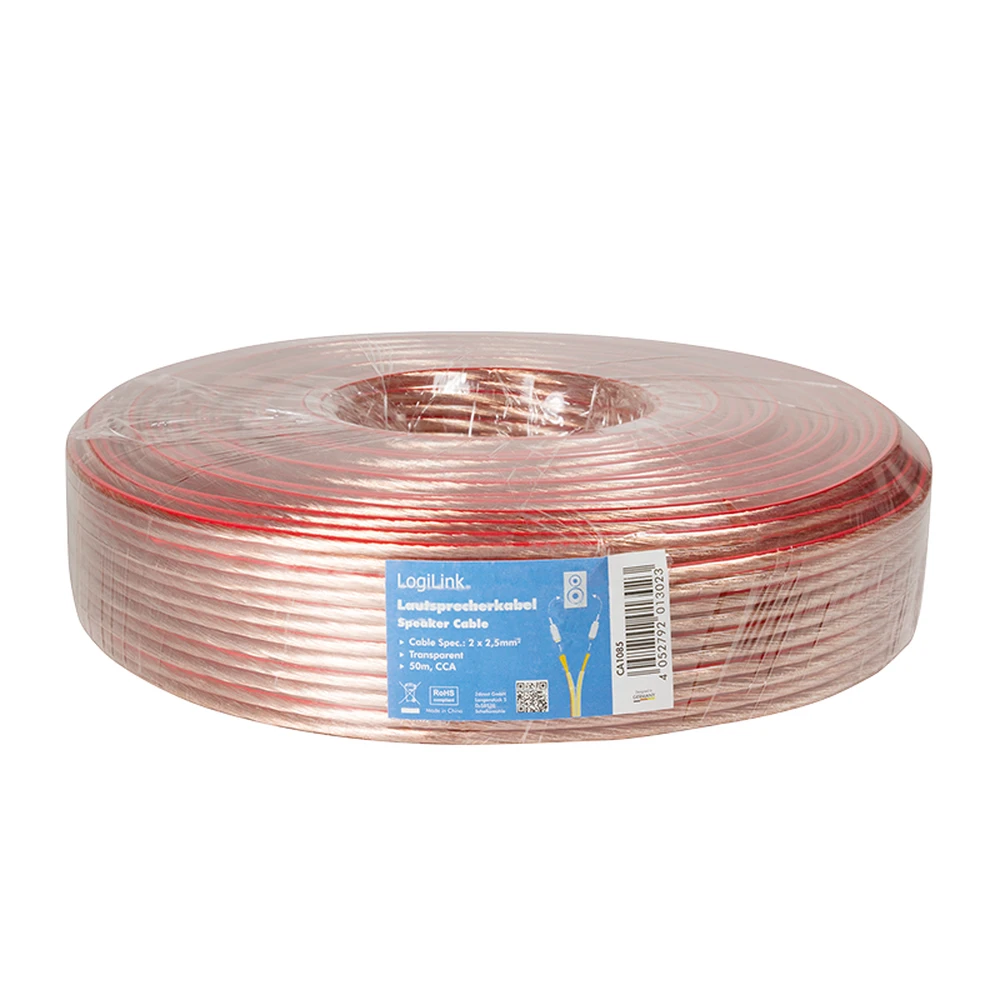 LOGILINK Speaker mounting cable 2x 25 mm2 transparent 50 m CA1085