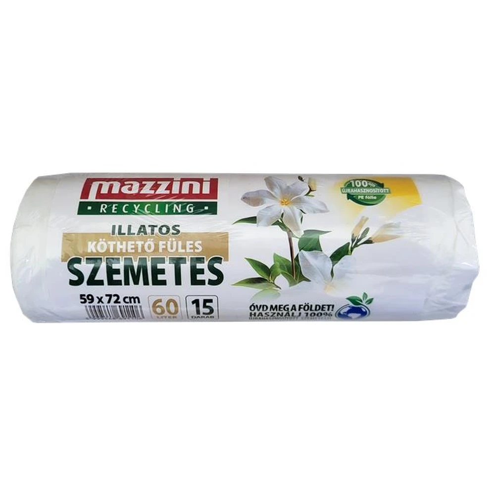 MAZZINI Köthető füles szemeteszsák 60L 15db virág illat