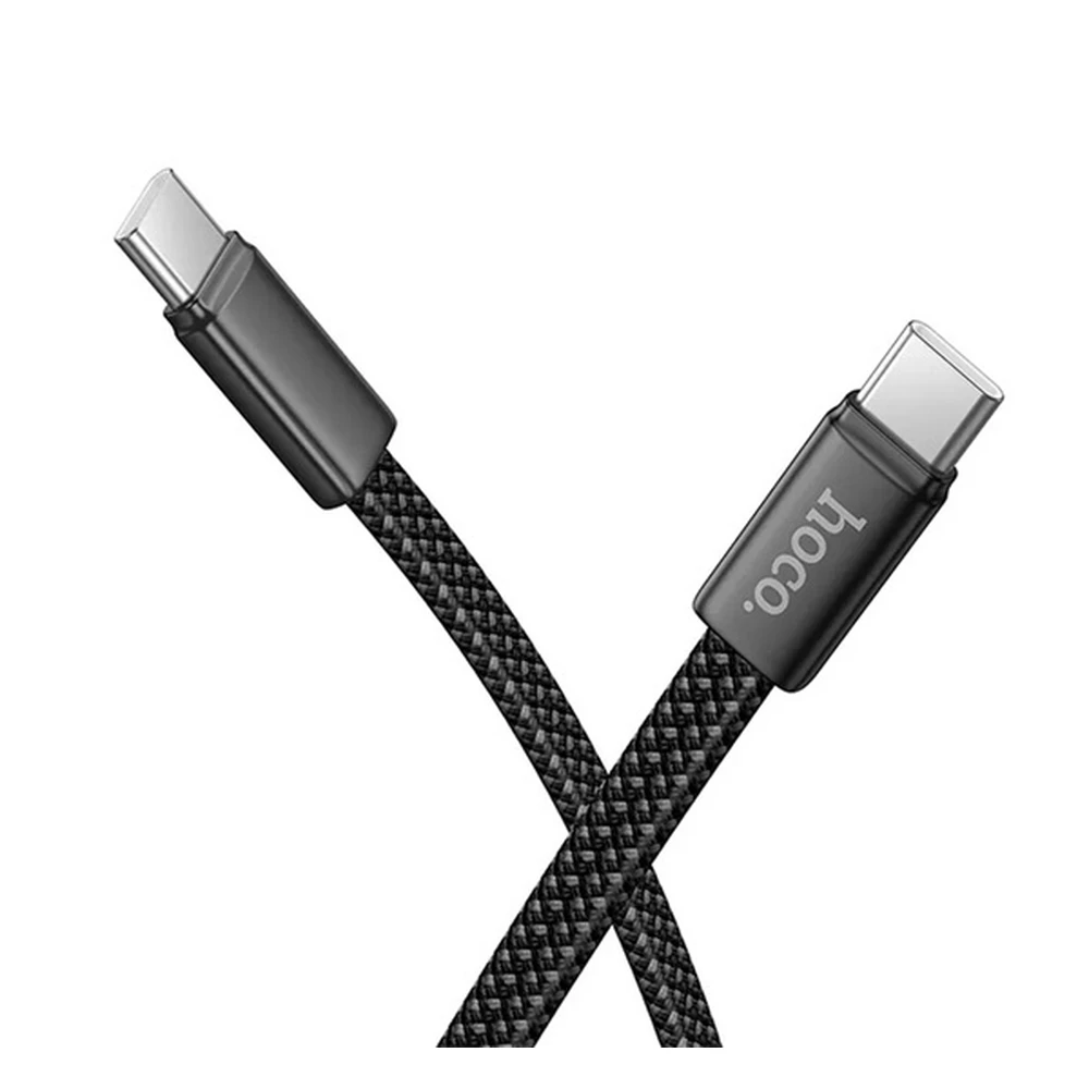 HOCO data cable Type-C - Type-C 60W flat cipőfűző 100cm black X125 X125_C_C_B