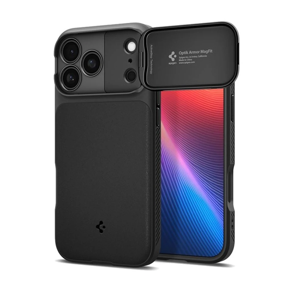 SPIGEN Optik Armor MagFit case iPhone 17 Pro / iPhone 18 Pro black
