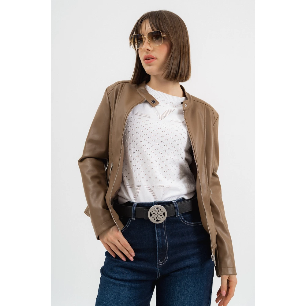 BUDMIL temporary jacket female pleather karcsúsított v.barna L