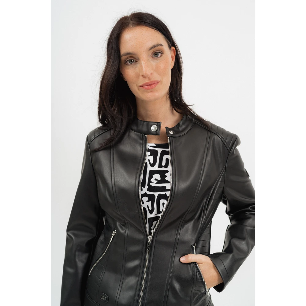BUDMIL Átmeneti jacket female pleather karcsúsított XXL black