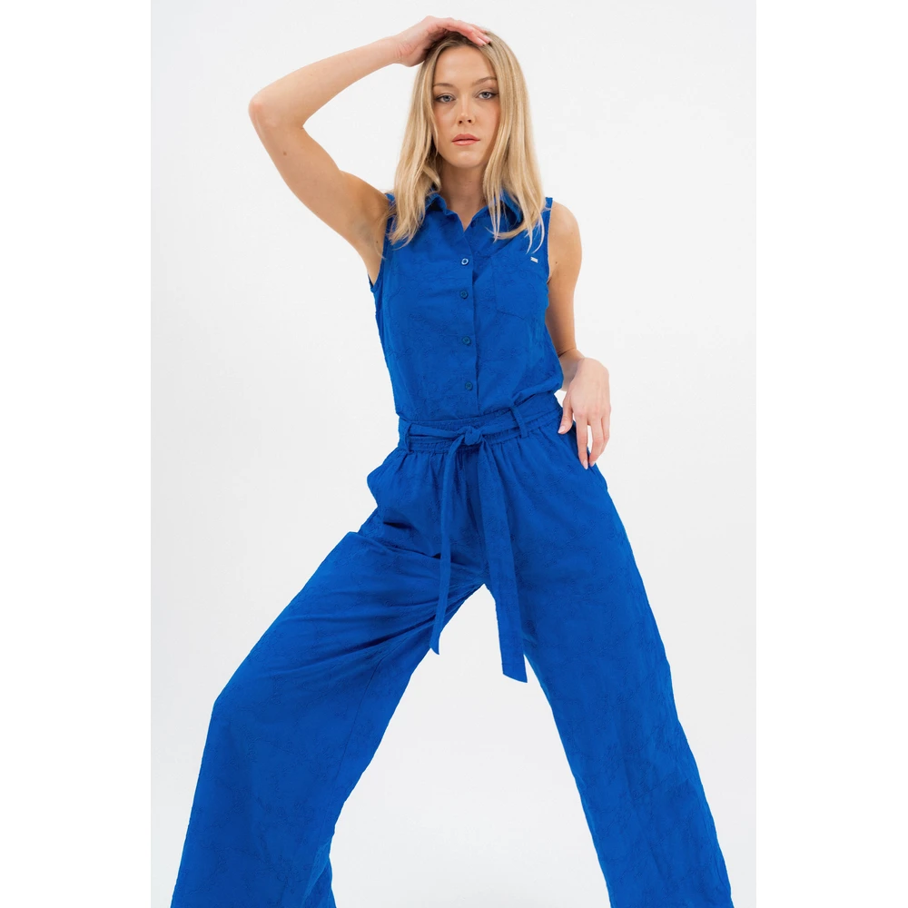 BUDMIL Hímzett ujjatlan female blouse regal blue XL
