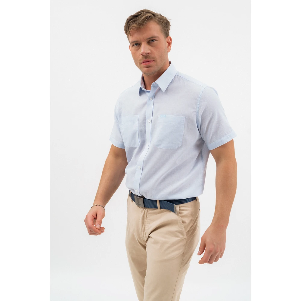 BUDMIL Rövid ujjú ing Férfi XXXXL fehér-v.kék