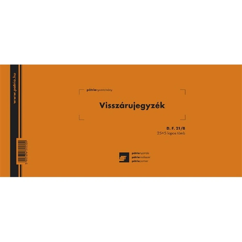 D.F.21/B "Visszárujegyzék" nyomtatvány 25x5 flat