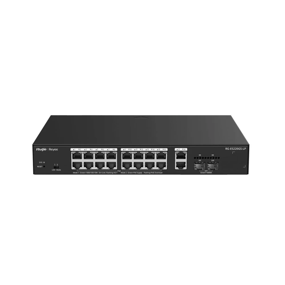 RUIJIE Reyee RG-ES220GS-LP 20-Port Gigabit Smart Cloud Managed PoE Switch