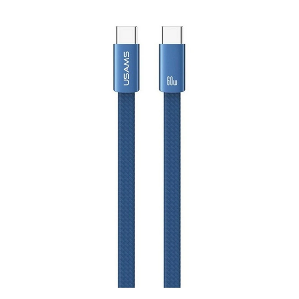 USAMS U96 adatkábel Type-C - Type-C 60W PD gyorstöltő lapos 120cm SÖTÉTKÉK SJ783USB01