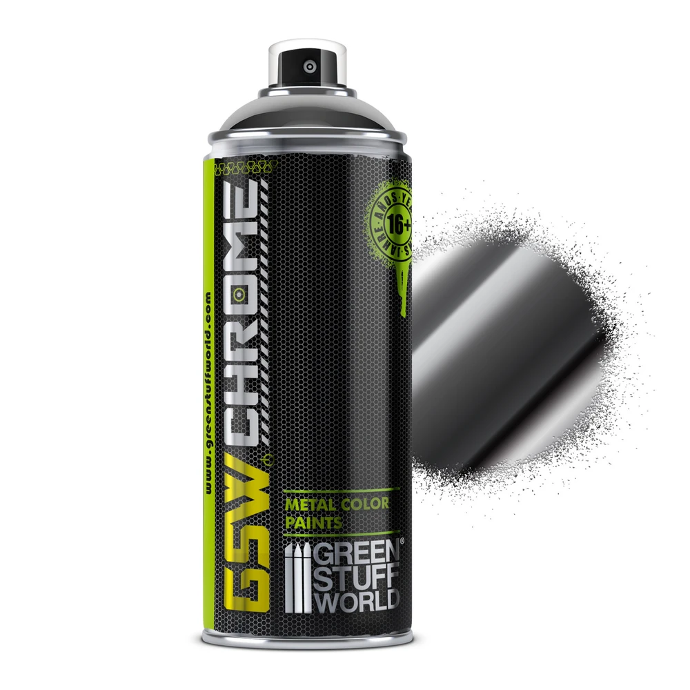 GREEN STUFF WORLD Fekete króm spray festék 400ml GSW5432