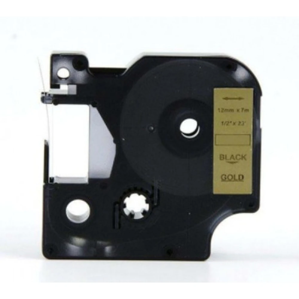 Aftermarket DYMO D1 tape 12mm x 7m gold and black 45023FU