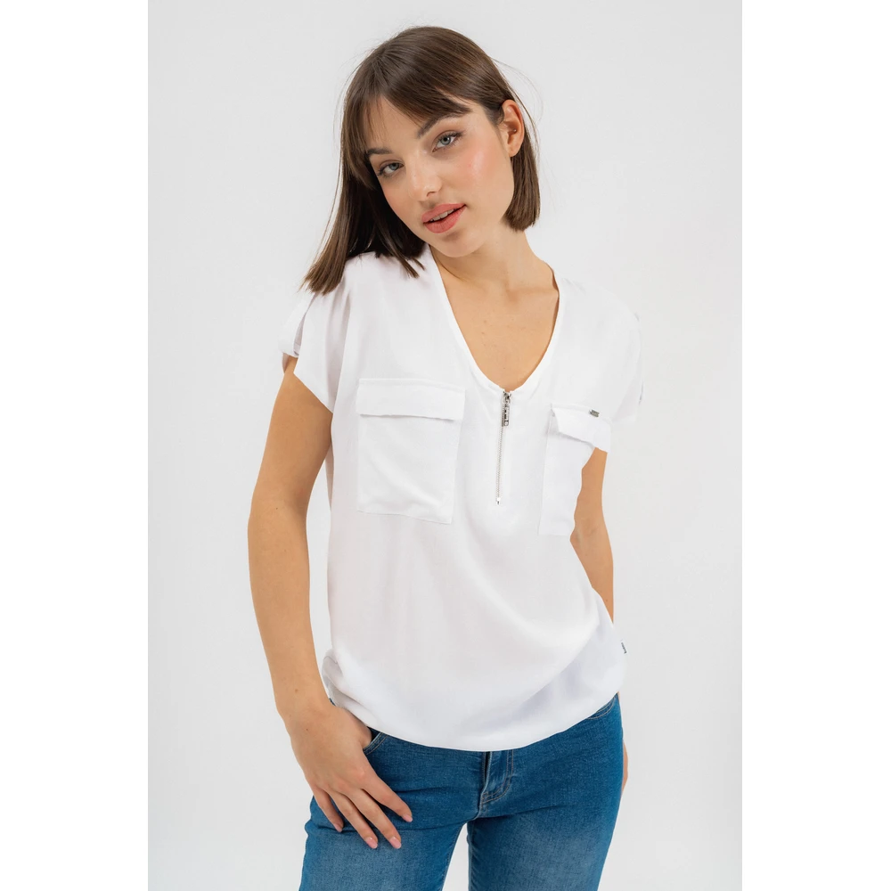 BUDMIL Short sleeve blouse Female XXL white