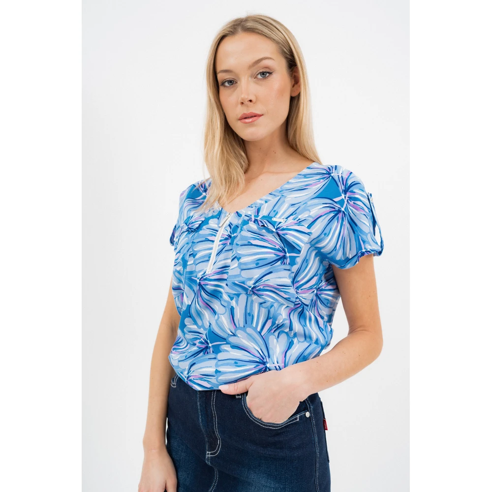 BUDMIL Short sleeve blouse Female S blue