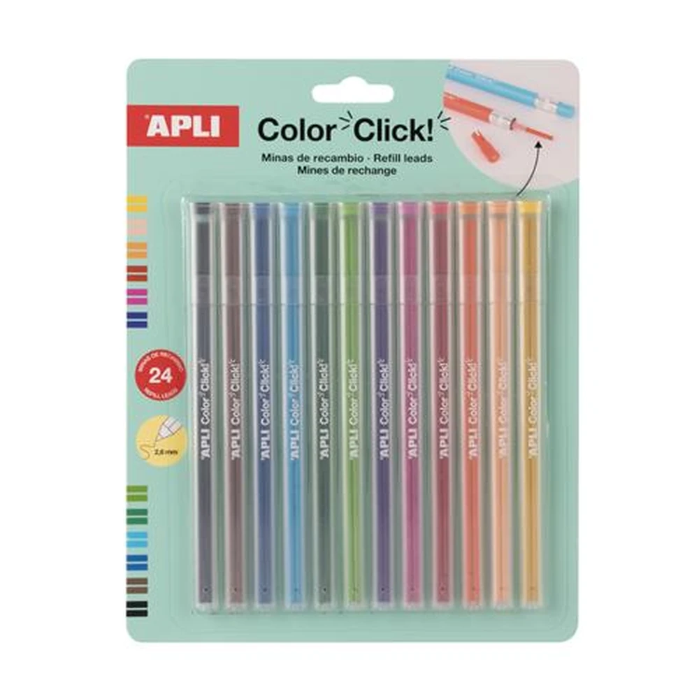 APLI Color Click utántöltő hegy színes ceruzához 24 db 12 szín LCA20547D