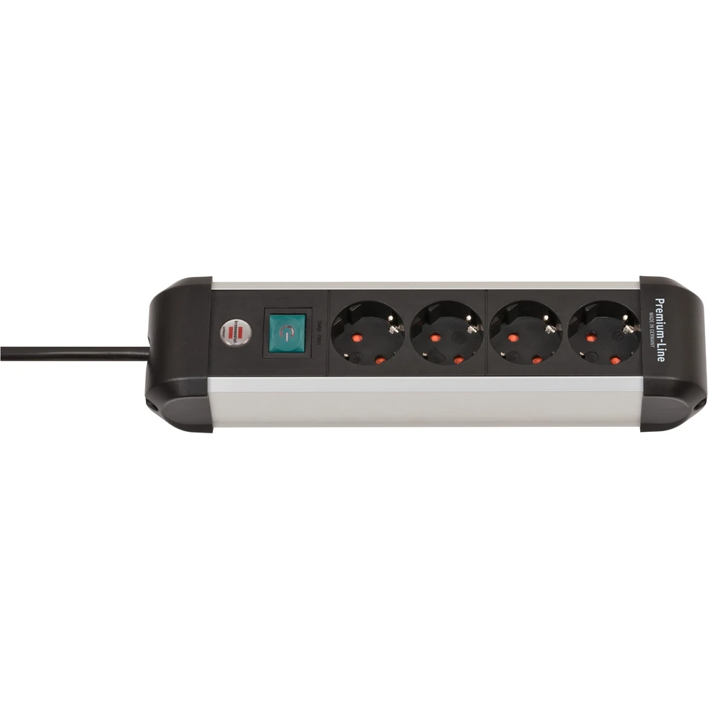 BRENNENSTUHL Premium-Alu-Line Splitter 4 outlet 1.8m black-silver switch 1391030400