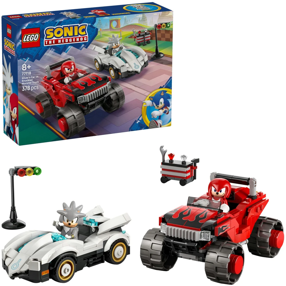LEGO Sonic a Hedgehog Silver autója vs. Knuckles szörnyeteg kamionja 77118