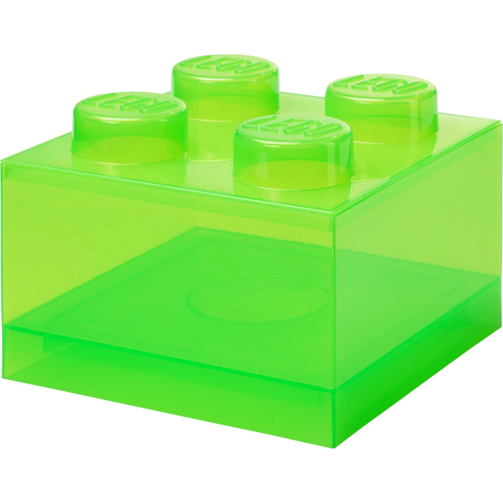 ROOM COPENHAGEN Storage box roof 4-es lego cube shape light green transparent 40090806
