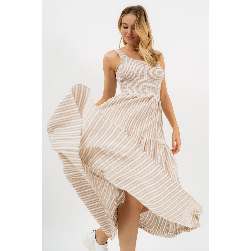 BUDMIL Long summer dress Female L törtfehér-bézs