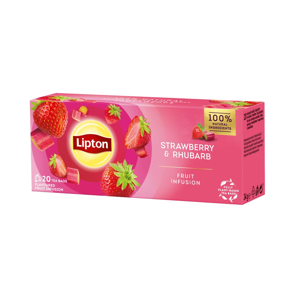 LIPTON Gyümölcstea 20x1.6 g strawberry rebarbara 101286