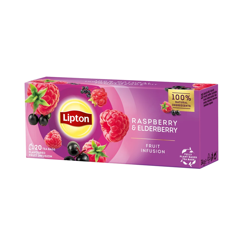 LIPTON Gyümölcstea 20x1.6 g málna-bodza 101304