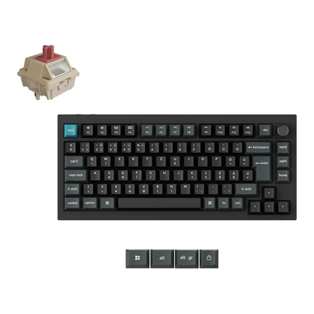 KEYCHRON Q1 Ultra 8K QMK/ZMK Wireless Silk POM Red Hungarian black Q1U-M1P-HU