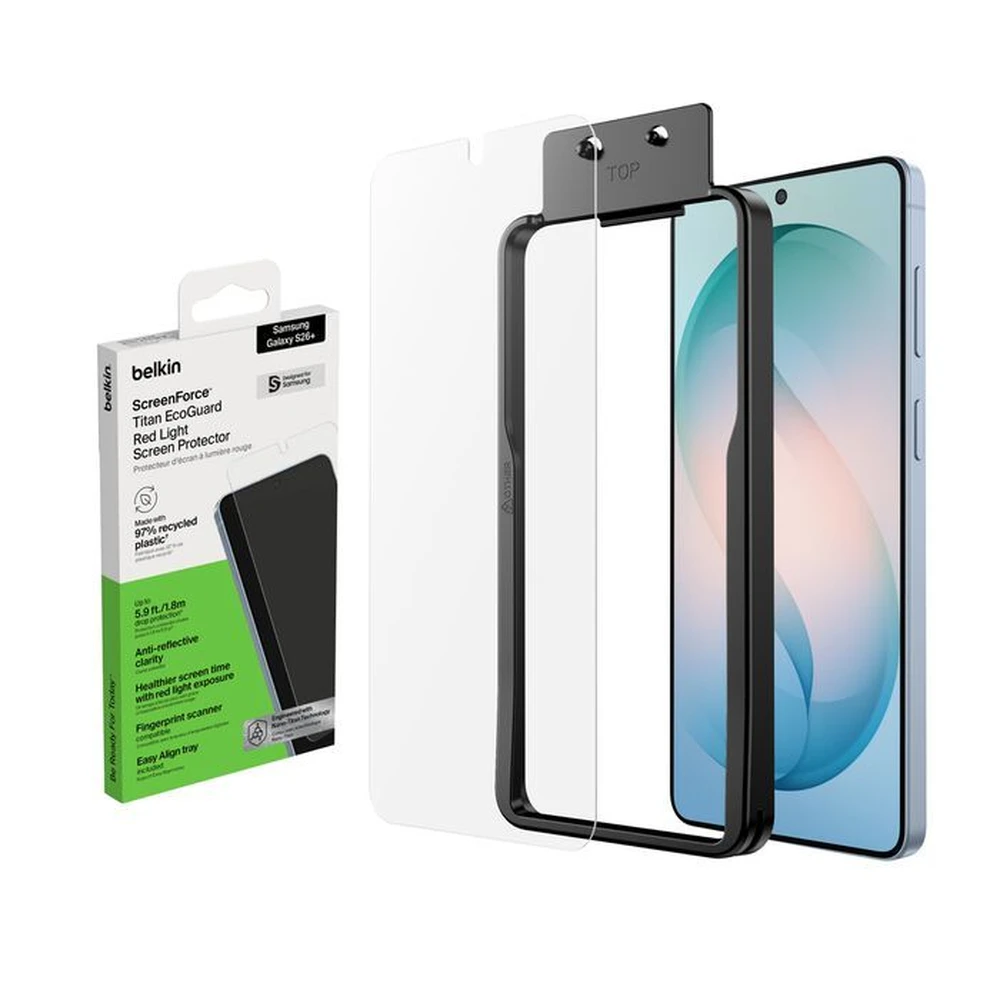 BELKIN Titan EcoGuard piros fény szűrős kijelzővédő Samsung Galaxy S26+ OVB091HQ