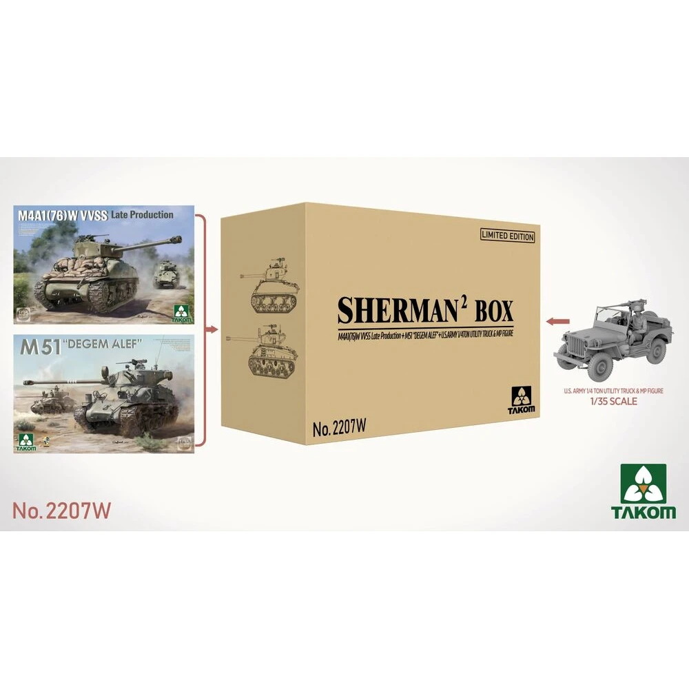 TAKOM 1/35 Sherman² M4A1(76W) VVSS késői gyártású tank modell szett TAK2207W