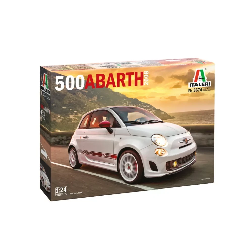 ITALERI 1/24 Fiat 500 Abarth 2008 versenyautó modell IT3674