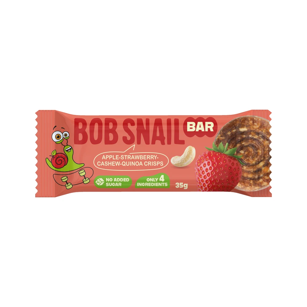 BOB SNAIL Gyümölcsszelet alma-eper-kesudió-quinoa ropogós 35g 101660