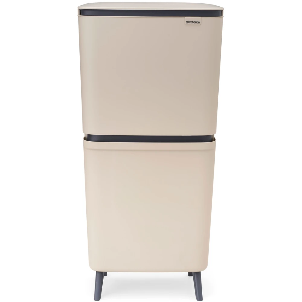 BRABANTIA SortUp Recycle Bin Hi 2 storey szelektív waste collection tower lábakon felhajtható cover 20+25L plastic bright beige 275005 BR275005