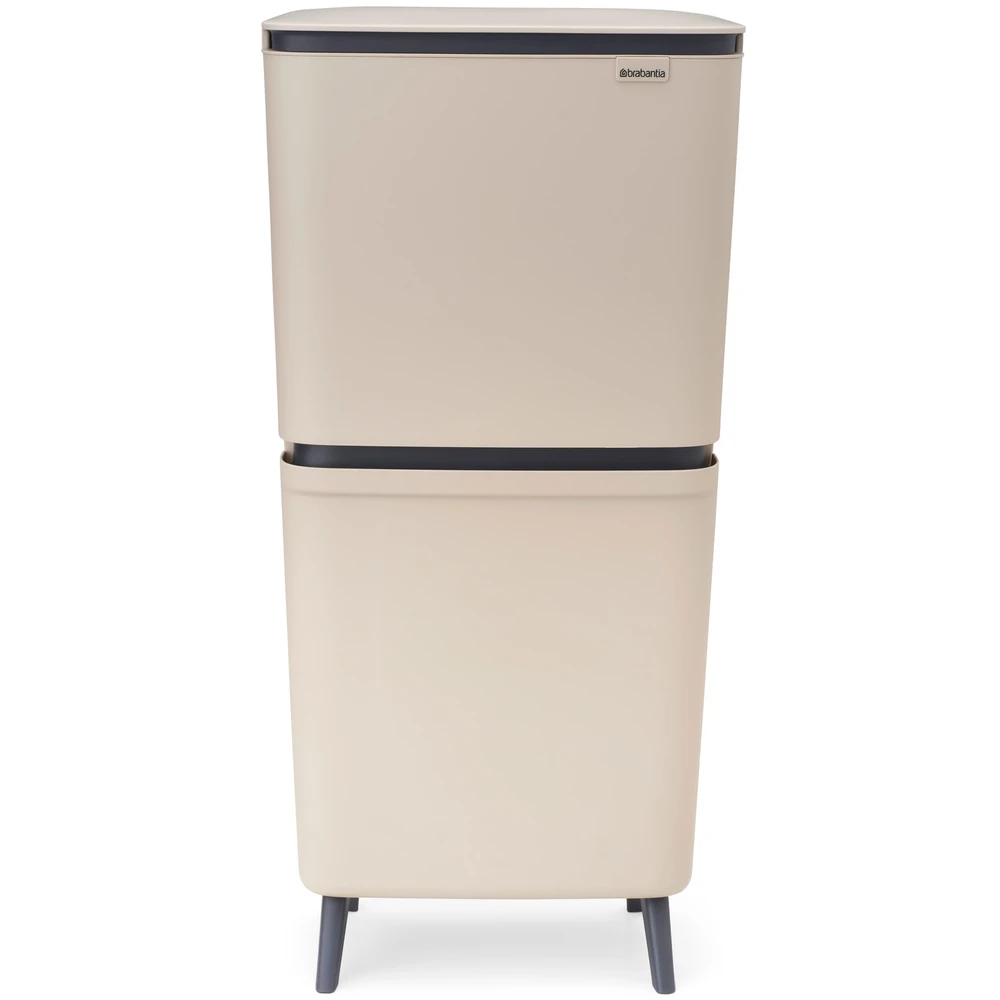 BRABANTIA SortUp Recycle Bin Hi szelektív waste collection tower lábakon felhajtható cover 10+10+25L plastic bright beige 275029 BR275029