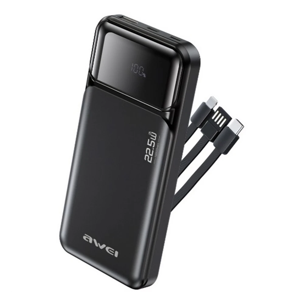 AWEI PA-91 emergency charger USB+2 Type-C outlet 10000mAh 22.5W fast charger black