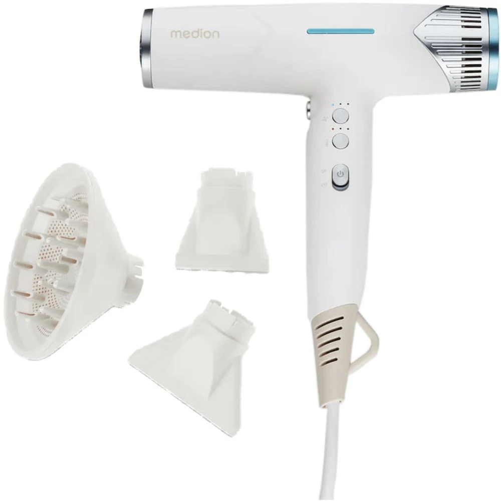 MEDION LIFE HD2 hajszárító 1500W fehér/türkiz 3 fúvókával MD19984 50076366