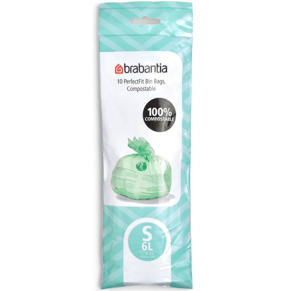 BRABANTIA PerfectFit Compostable komposztálható rubbish bag S 6L 10pcs - 419683 BR419683