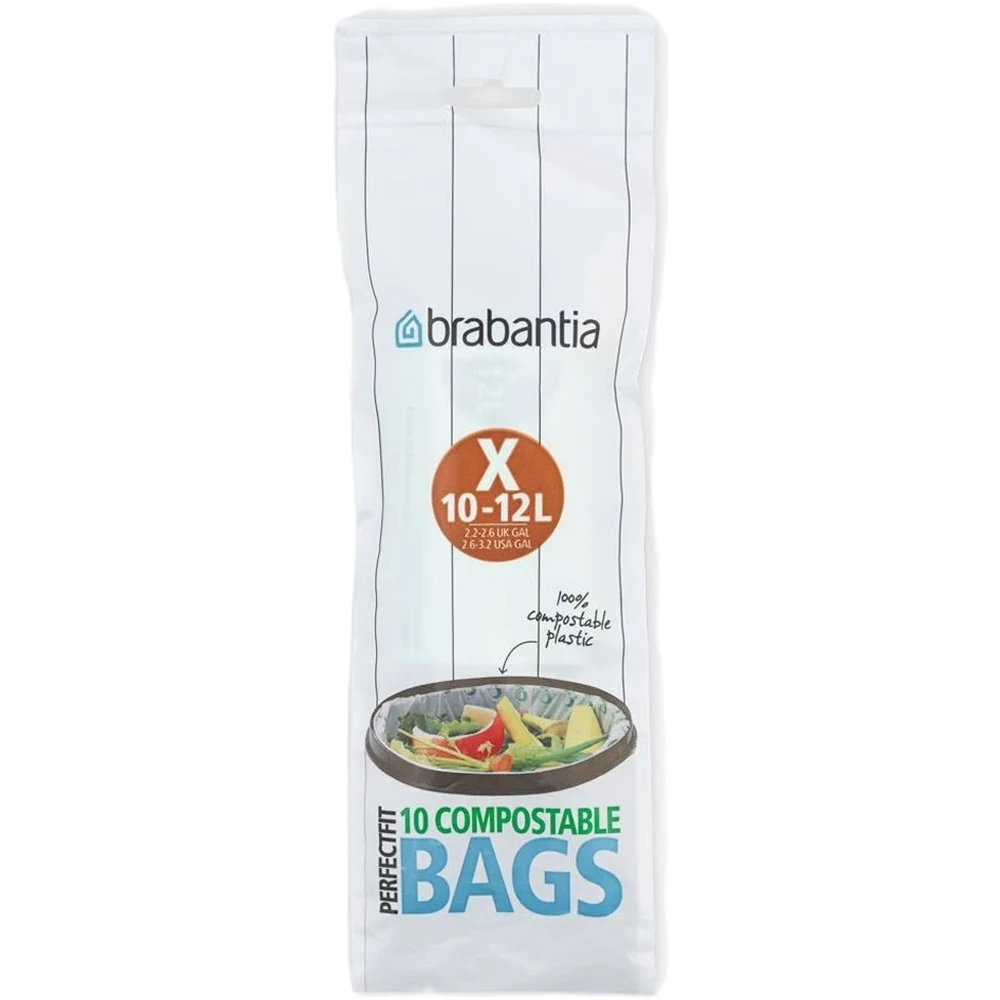 BRABANTIA PerfectFit Compostable komposztálható zsák X méret 10-12L 10db - 118685 BR118685
