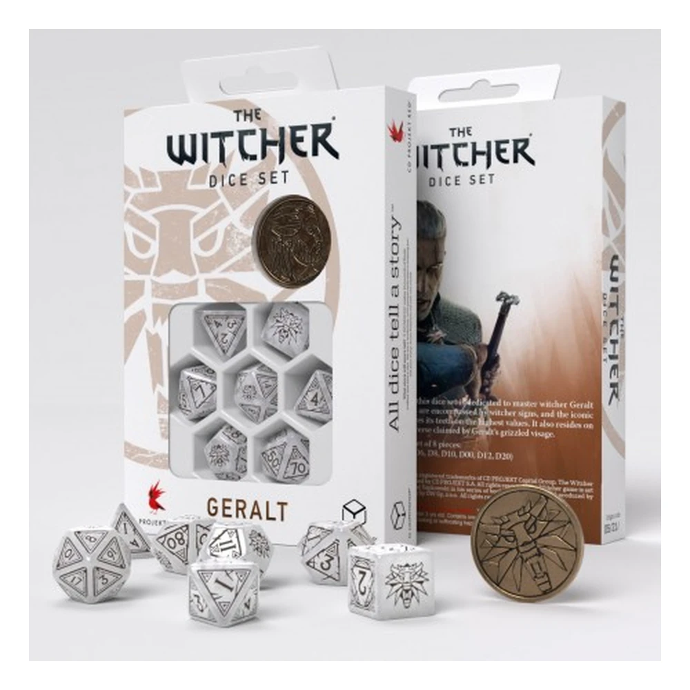 Q WORKSHOP Witcher dobókocka stock - Geralt white DNDDICE217