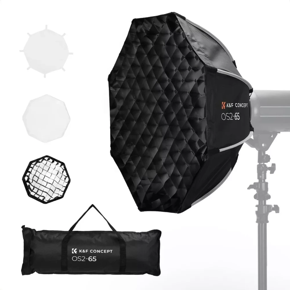 K-F CONCEPT Octagonal softbox 65cm méhsejt grille Bowens KF-18-0015