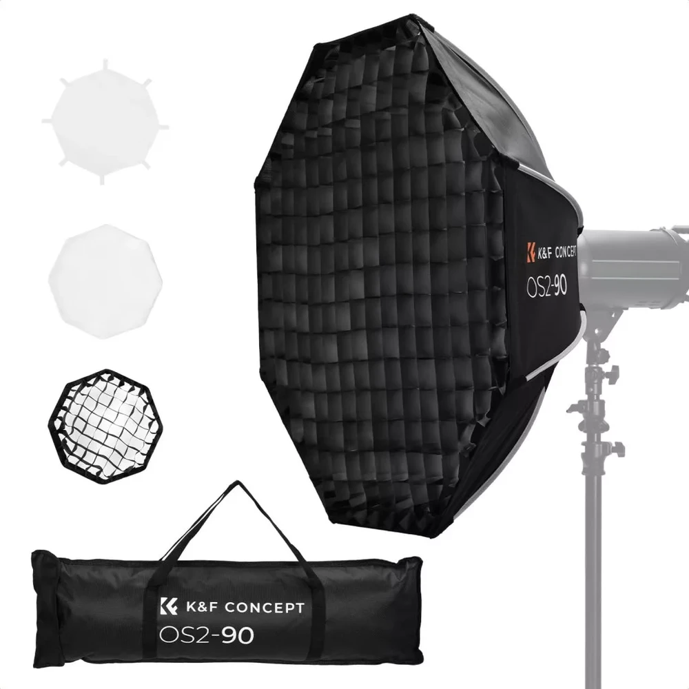 K-F CONCEPT Octagonal softbox 90cm méhsejt grid Bowens KF-18-0016
