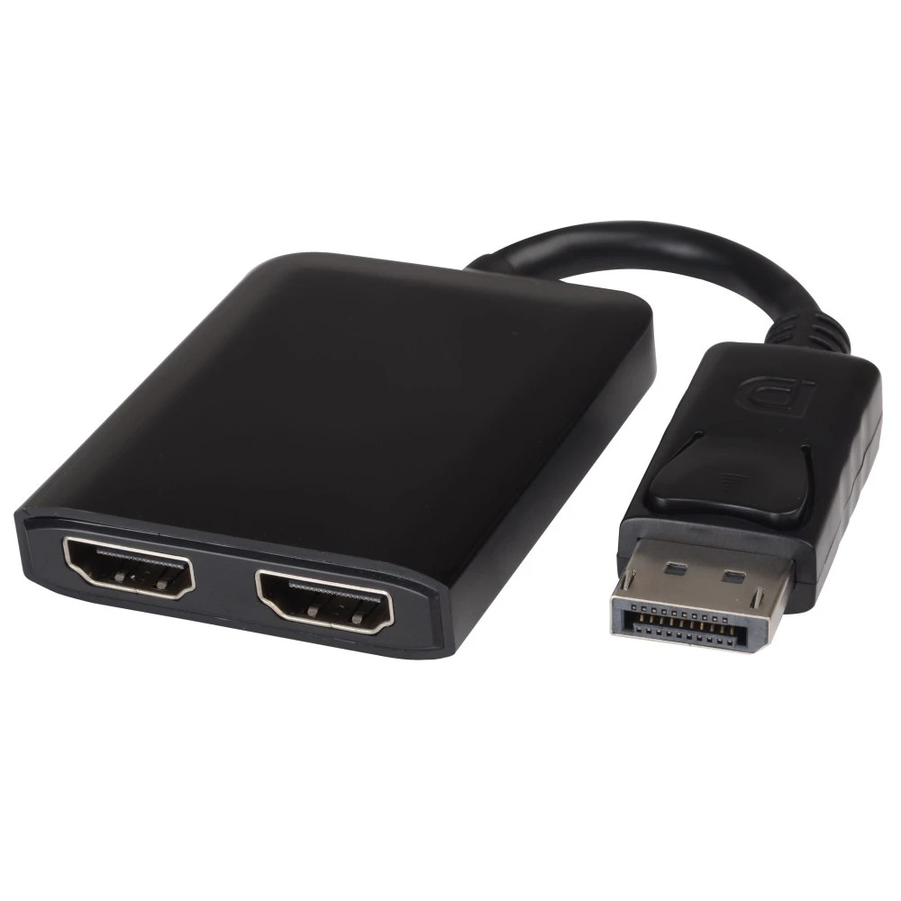PREMIUMCORD DisplayPort 1.2 2x HDMI Transformator Schwarz KPORTAD18
