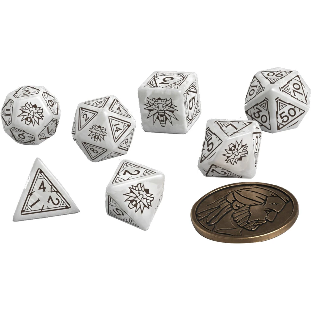 Q WORKSHOP The Witcher Dice Set: Geralt - The White Wolf dobókocka stock QWOWGE3T