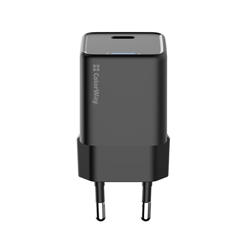 COLORWAY AC Charger GaN Mini 25W PD Port PPS USB-C crno CW-CHS052PD-BK