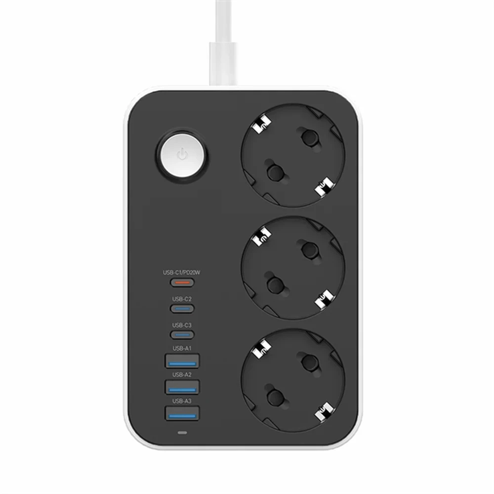 COLORWAY CW-CHE36PDB Splitter 3 outlet 3x USB-A USB-C 20W black