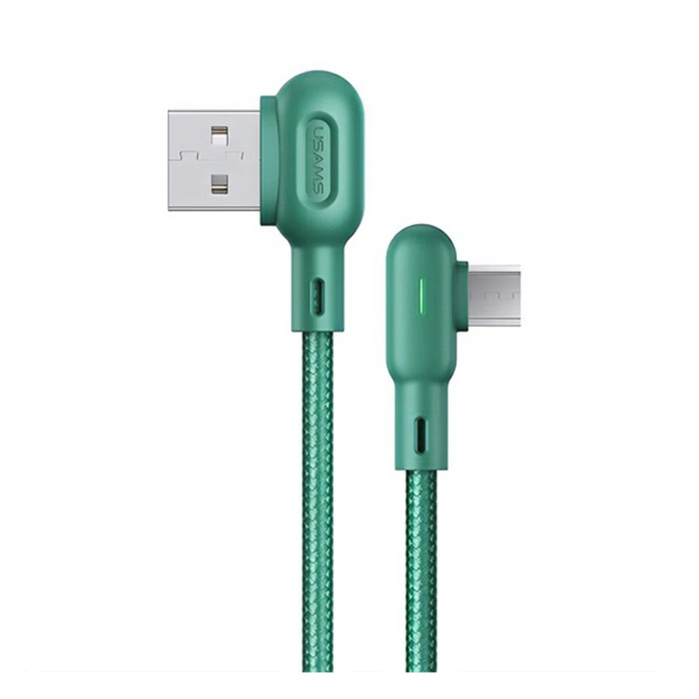 USAMS U57 data cable USB - microUSB 2A fast charger 90 grade cipőfűző 120cm SÖTÉTZÖLD SJ458USB02
