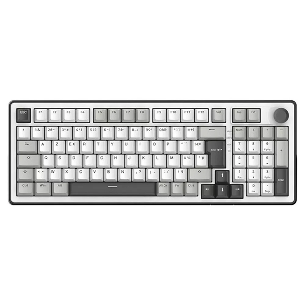 THE G LAB Vezeték nélküli gamer billentyűzet RGB 2.4GHz+BT fehér-szürke US KEYZELITE400WG/US