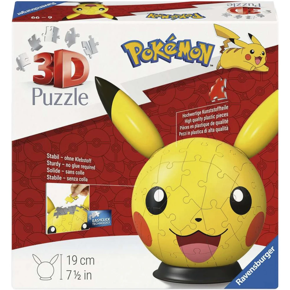 RAVENSBURGER 3D Puzzle játék 72 darabos Pokémon Pikachu gömb 12008076