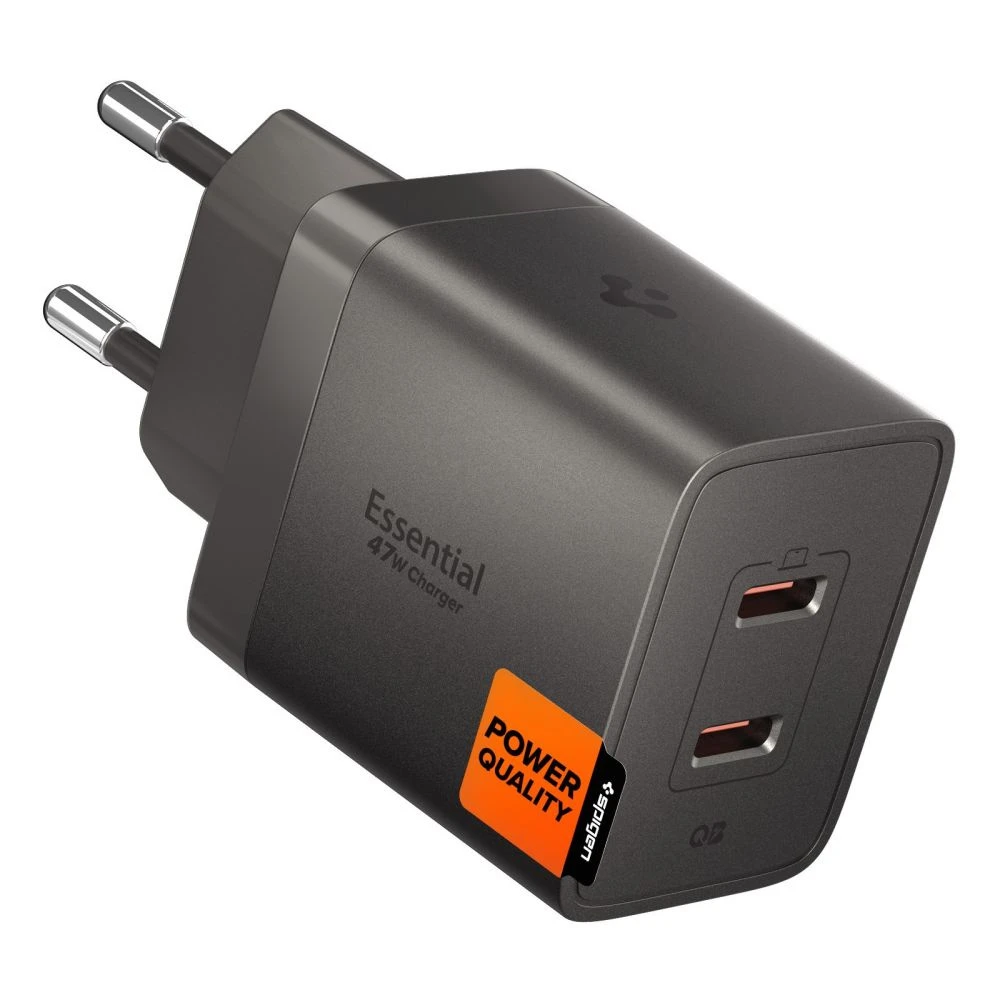 SPIGEN EE472EU-GAN network charger 2 Type-C outlet 47W GaN PD dark grey ACH10450