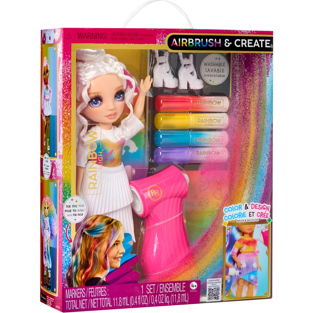 MGA ENTERTAINMENT Rainbow High Airbrush & Create baba lila eyed variant 543350-EUC